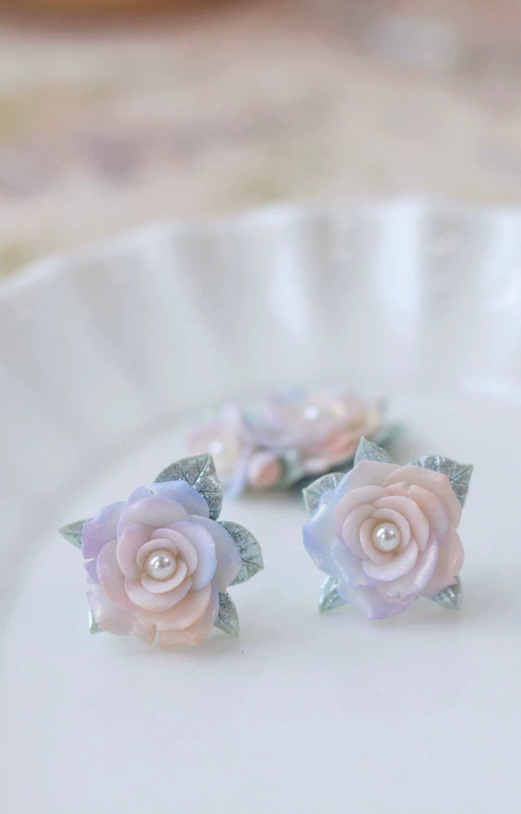 iridescent Clay Ear Studs