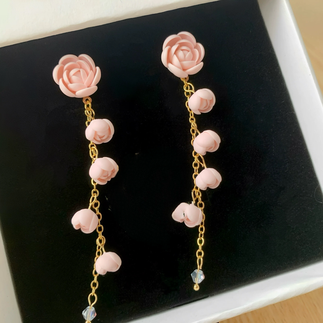 Camellia Clay Dangle Earrings